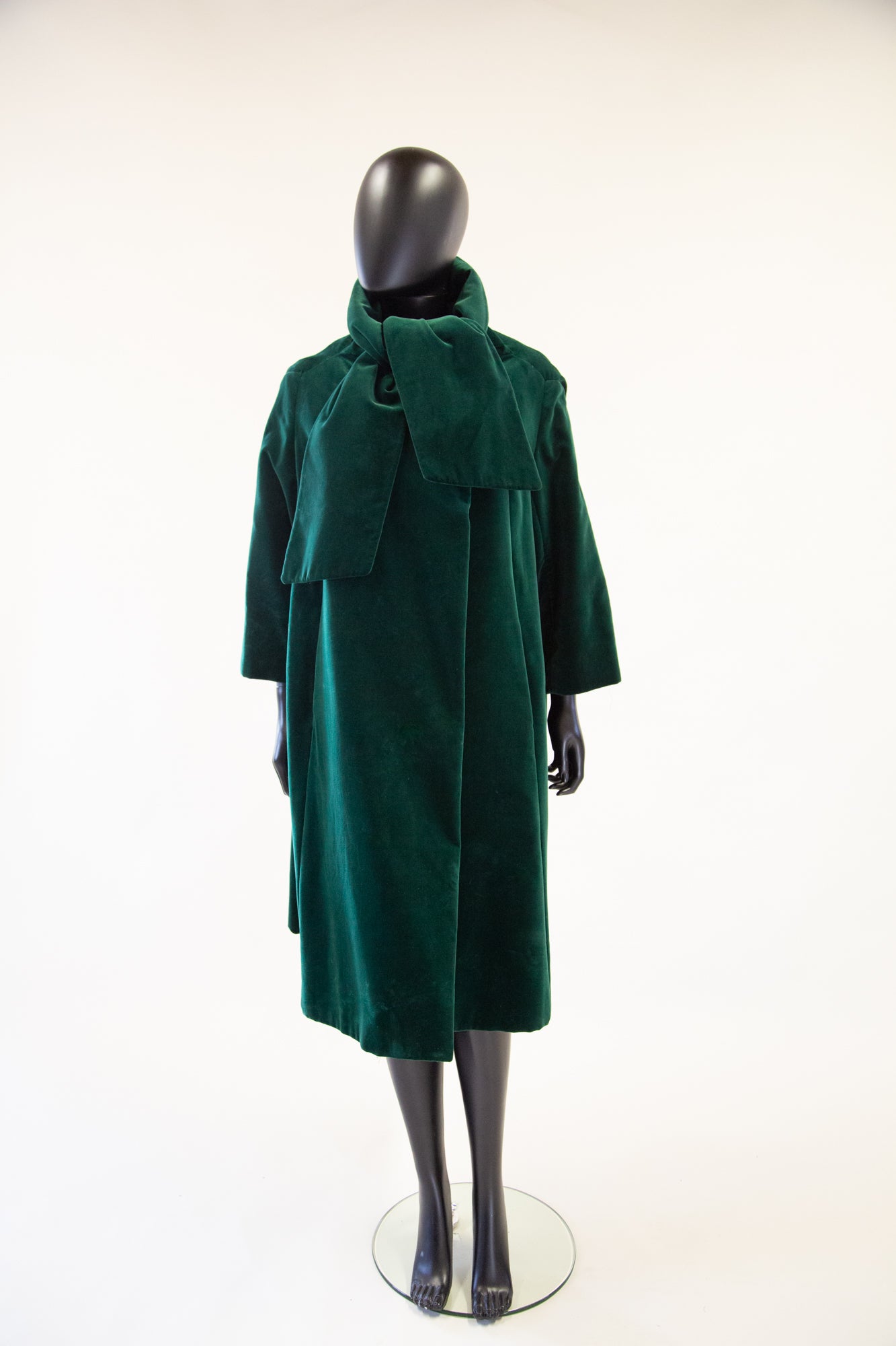 Vintage 1950s Dark Green Velvet Swing Coat