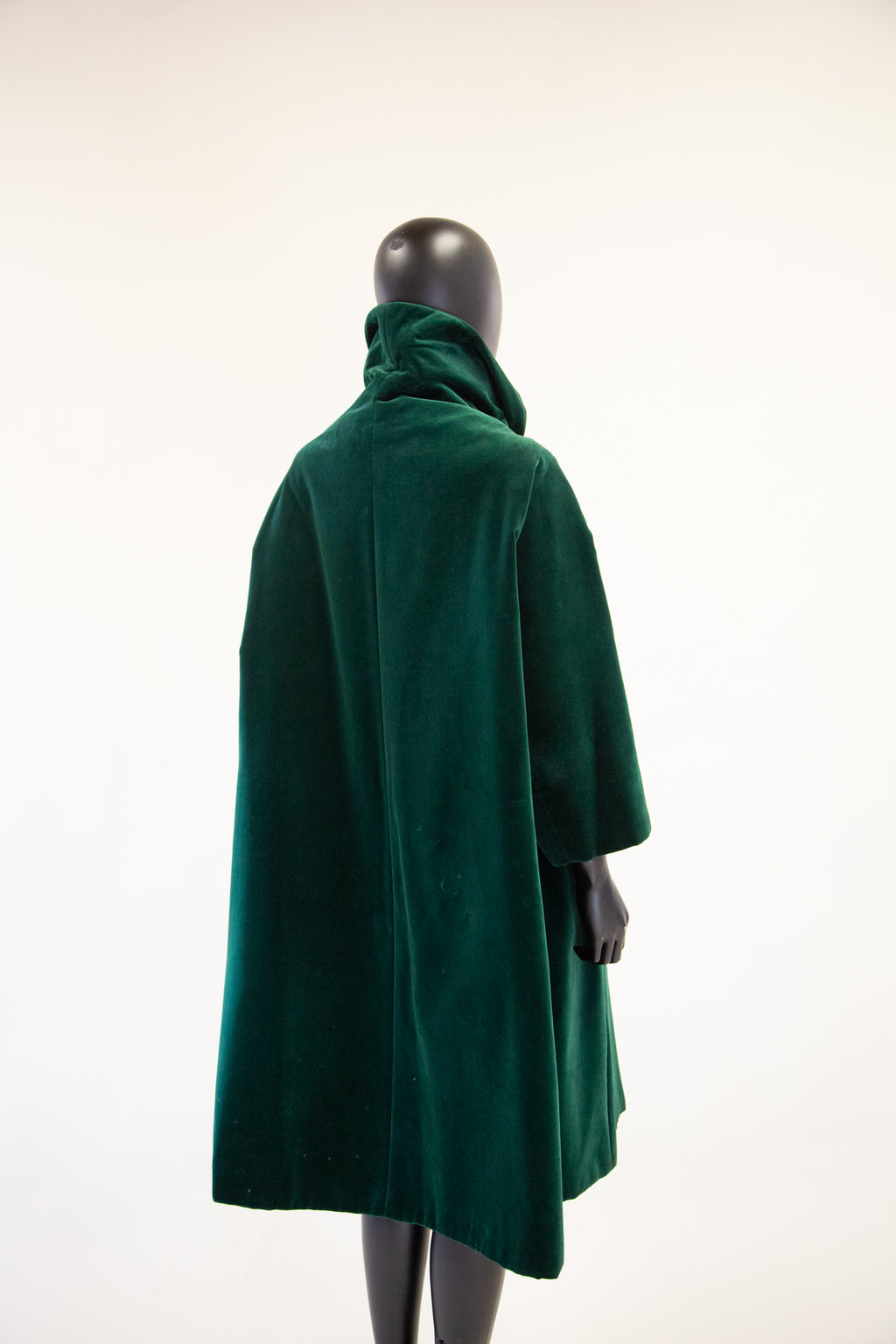 Vintage 1950s Dark Green Velvet Swing Coat