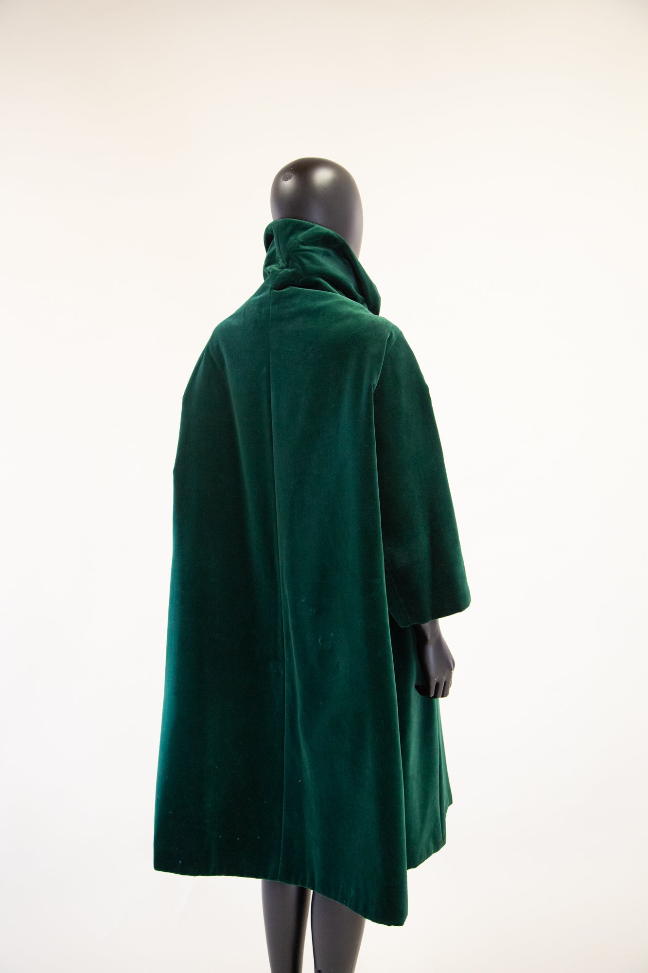 Vintage 1950s Dark Green Velvet Swing Coat