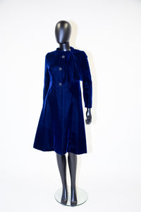 Vintage 1960s Hardy Amies Blue Velvet Coat