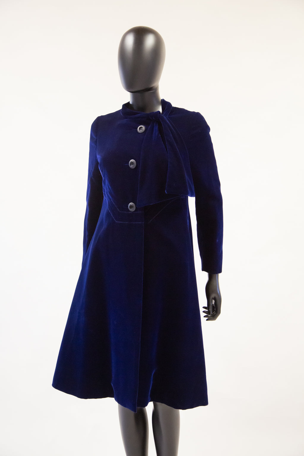 vintage 1960s Hardy Amies blue silk velvet coat Alexandra King