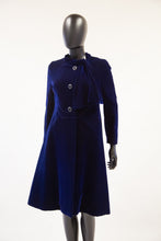 vintage 1960s Hardy Amies blue silk velvet coat Alexandra King