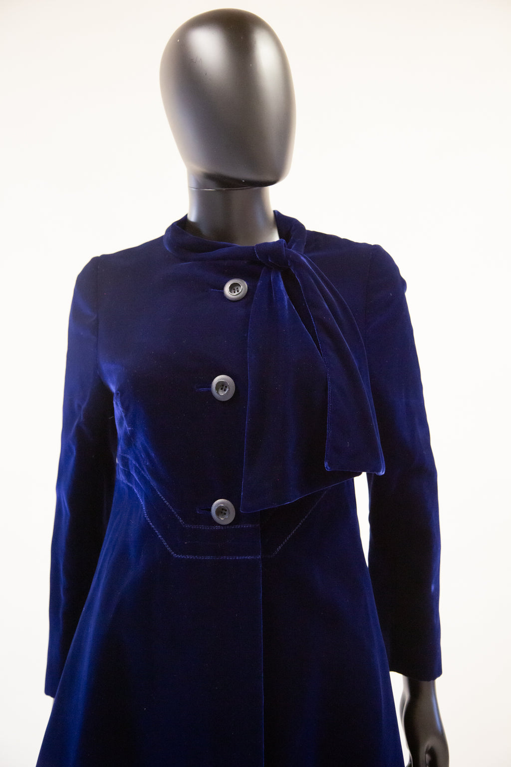 Vintage 1960s Hardy Amies Blue Velvet Coat