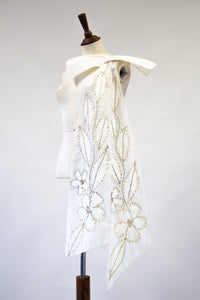 Vintage 1950s Large Ivory Beaded Bow
