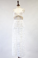 Vintage 1960s White Ruffle Maxi Skirt