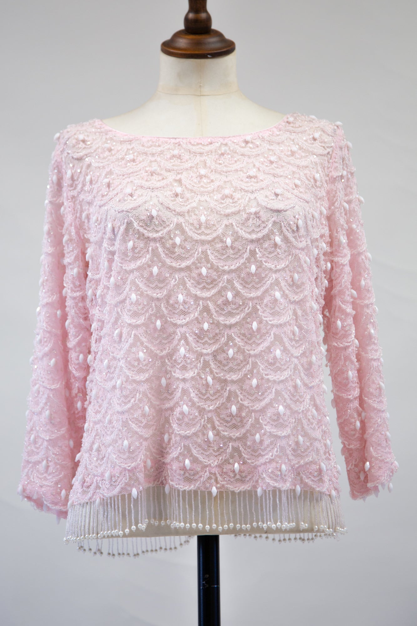 vintage pink beaded top