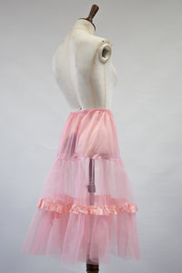 Vintage 1960s Ballet Pink Tulle Petticoat