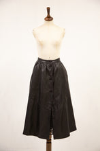 vintage black leather full midi skirt 