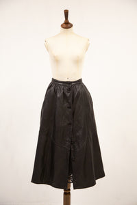 vintage black leather full midi skirt 