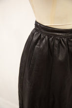 Vintage 1980s Black Leather Full Midi Skirt