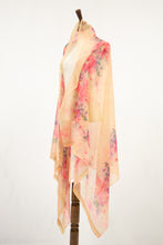 Vintage 1930s Pink Floral Silk Shawl