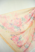 1930s pink poppy painted silk shawl