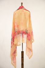 Vintage 1930s Pink Floral Silk Shawl