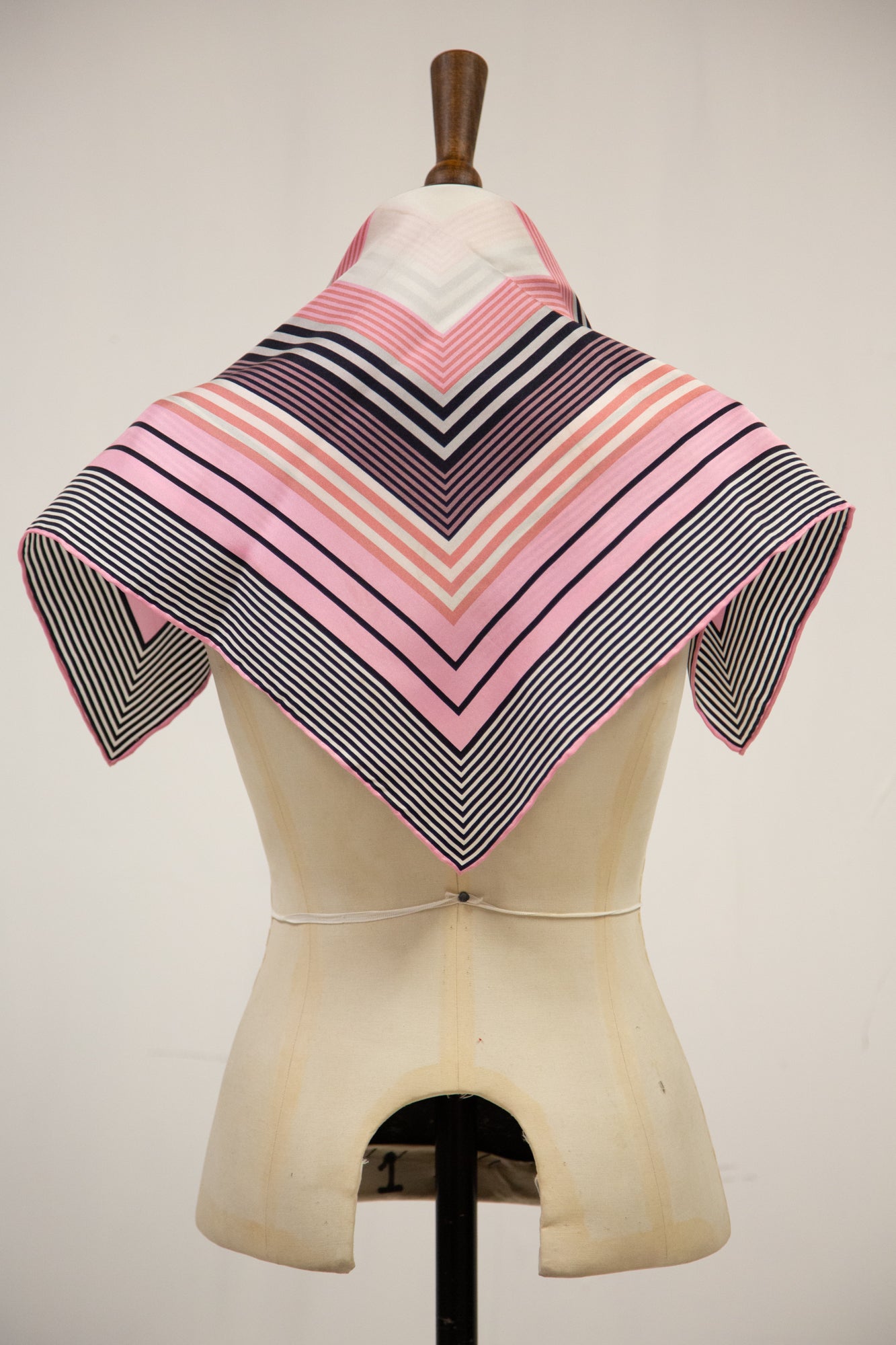 Vintage 1950s Pink Silk Stripe Scarf