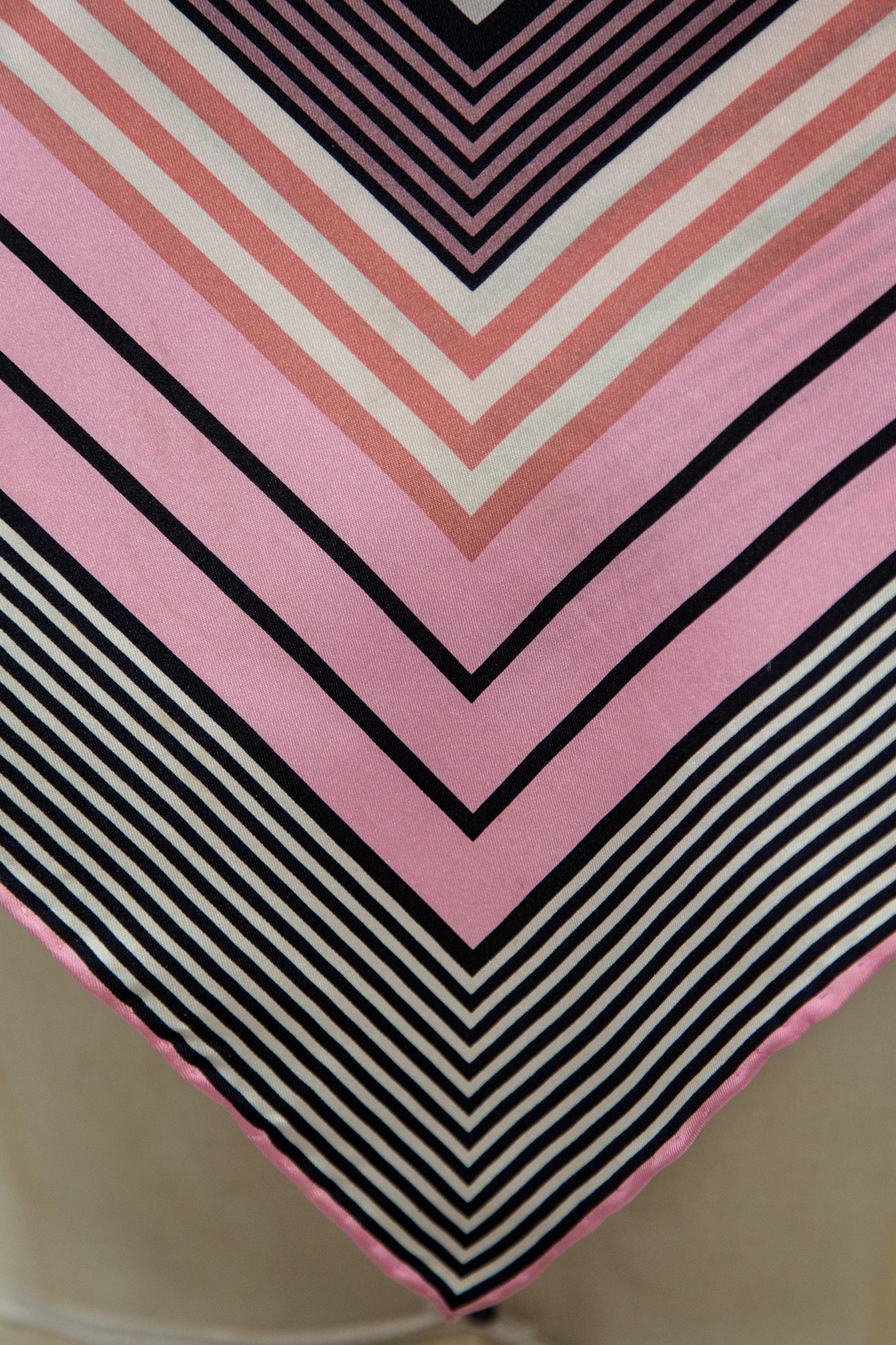 Vintage 1950s Pink Silk Stripe Scarf