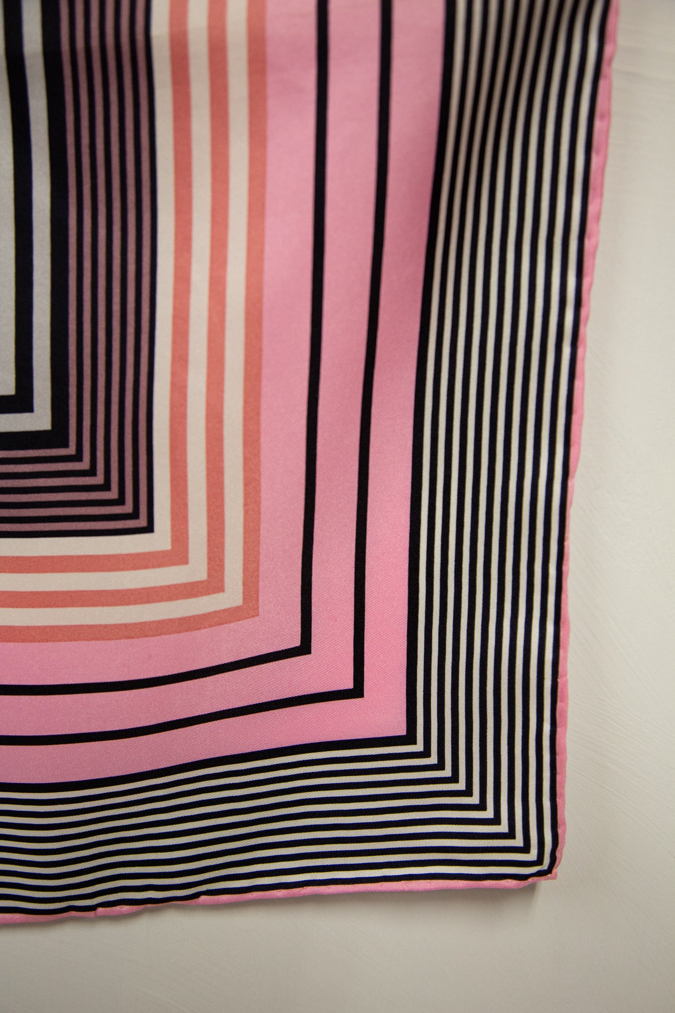Vintage 1950s Pink Silk Stripe Scarf
