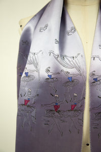 Vintage 1950s Lilac Silk Ballet Scarf