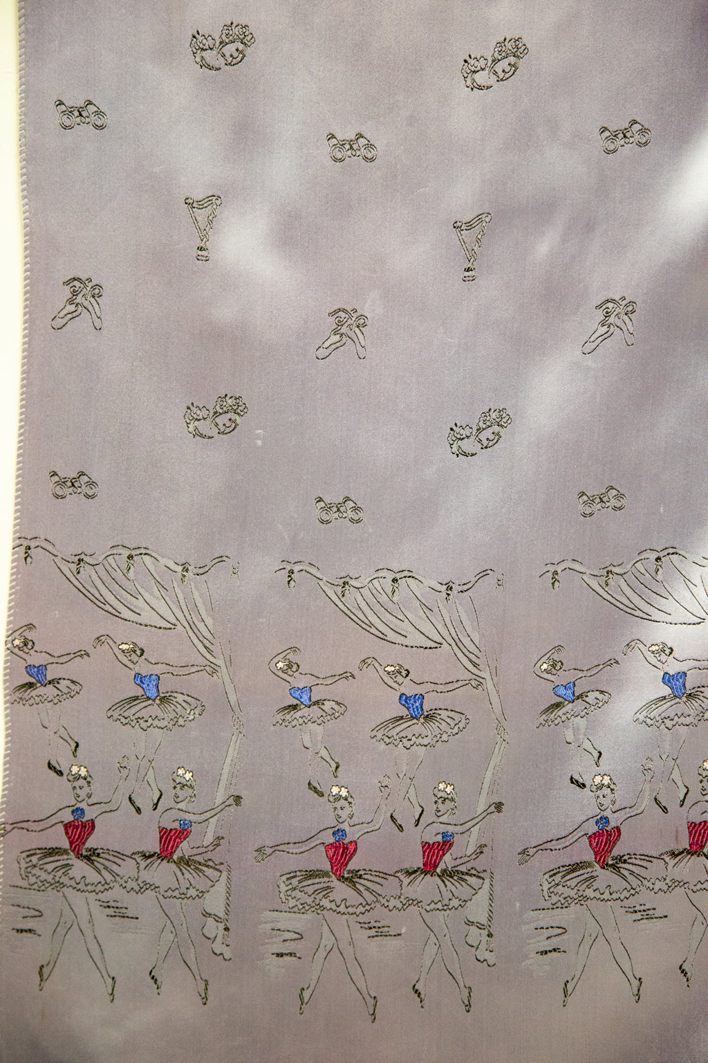 Vintage 1950s Lilac Silk Ballet Scarf