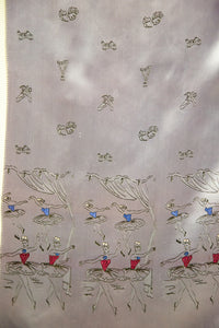 Vintage 1950s Lilac Silk Ballet Scarf