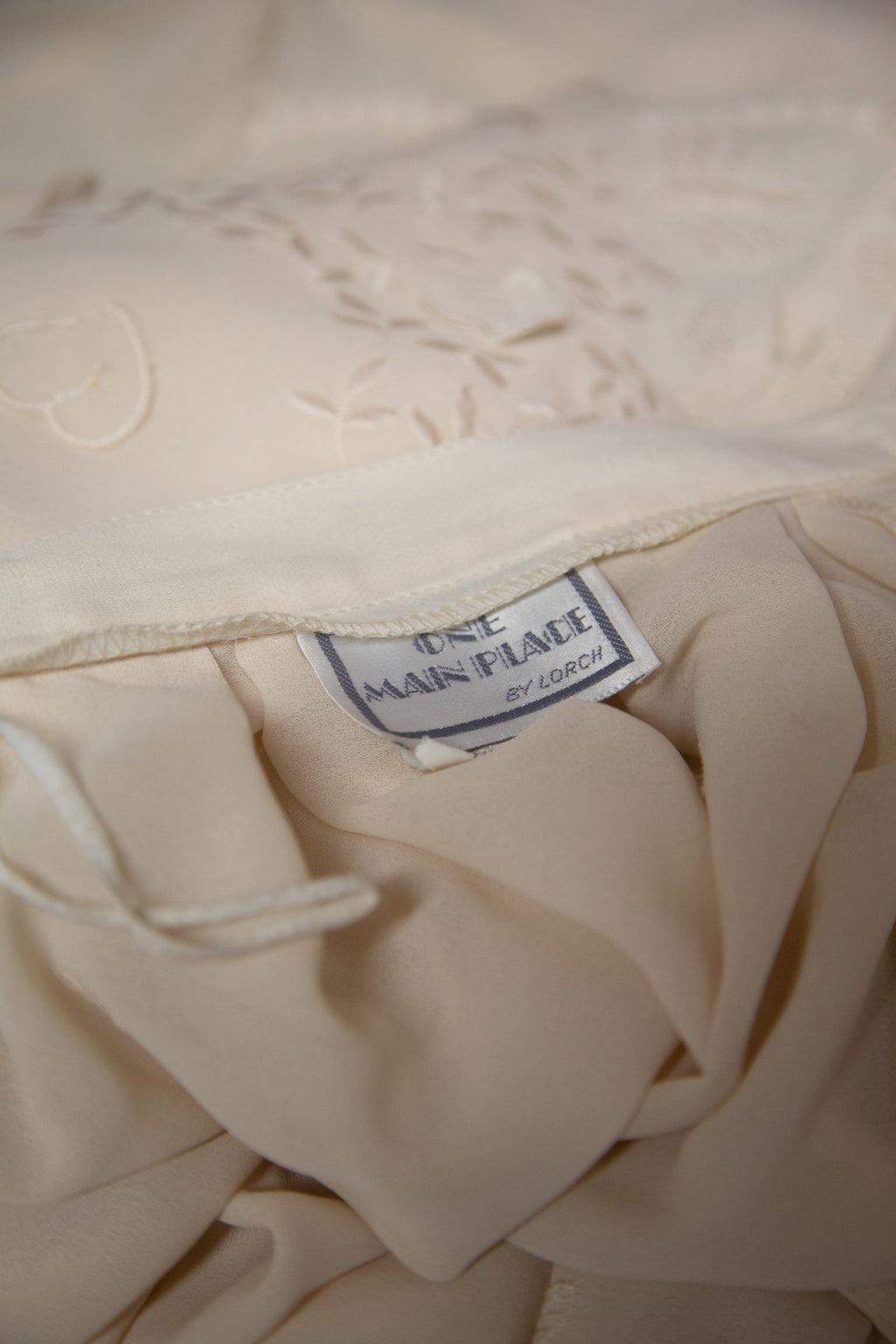 Vintage 1970s Cream Embroidered Blouse and Skirt Set
