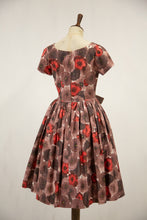 Vintage 1950s Poppy Print Cotton Dress