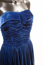Vintage 1940s Blue Velvet Gown