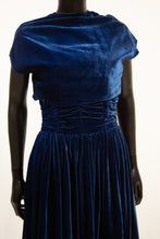 Vintage 1940s Blue Velvet Gown
