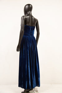 Vintage 1940s Blue Velvet Gown