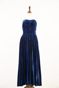 vintage 1940s blue silk velvet gown Alexandra King