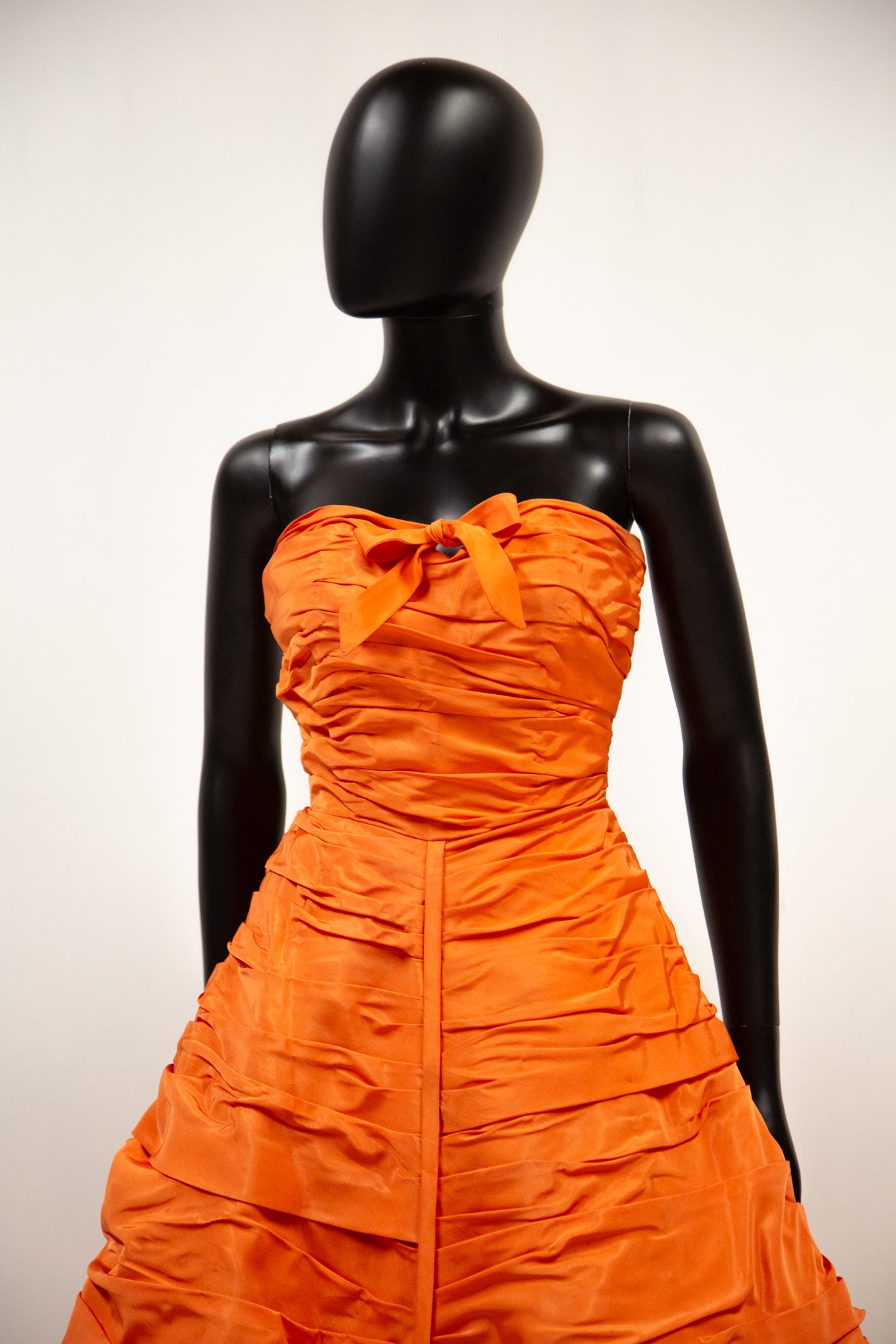 Vintage 1950s Orange Taffeta Cocktail Dress