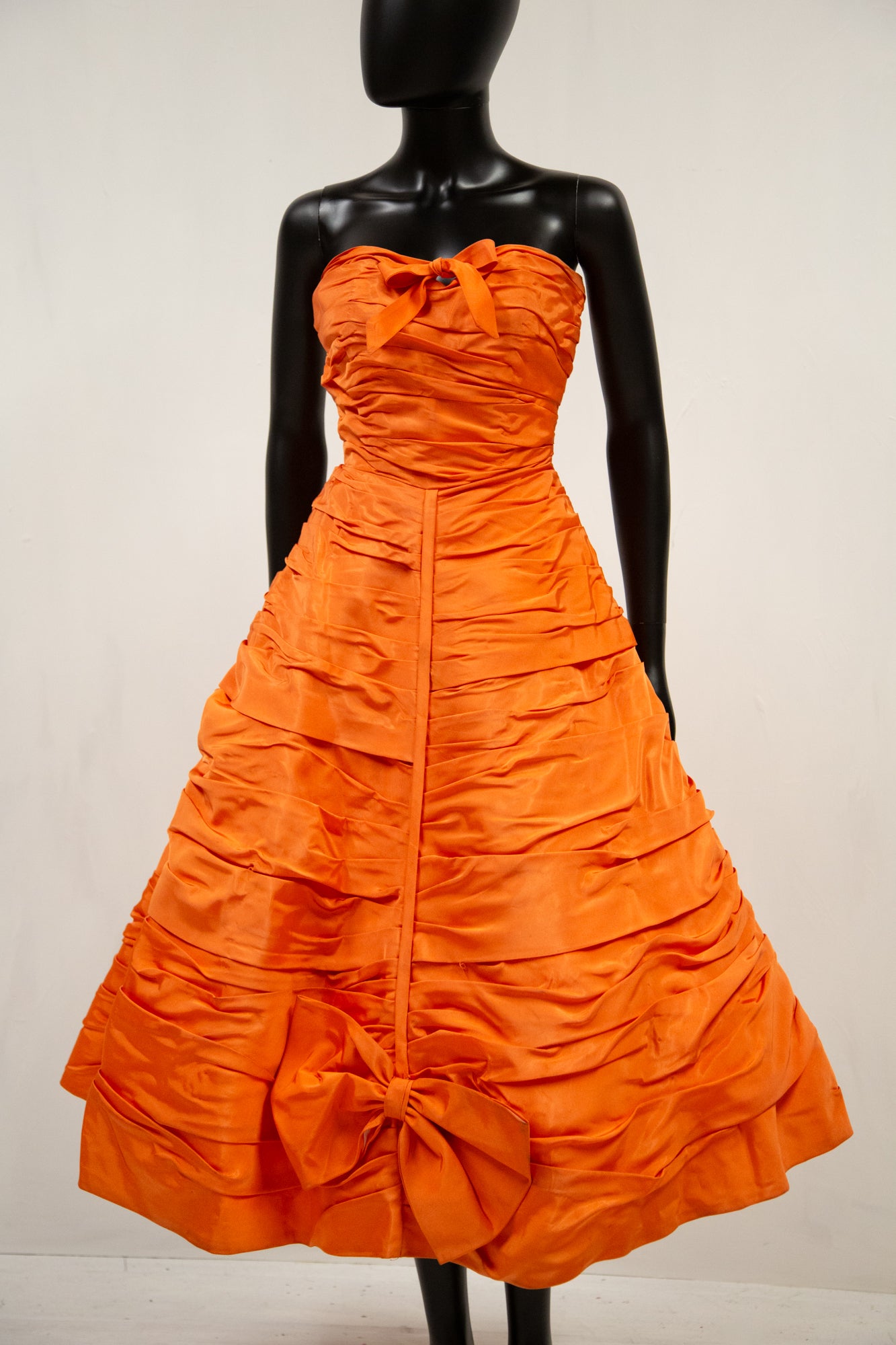 Vintage 1950s Orange Taffeta Cocktail Dress