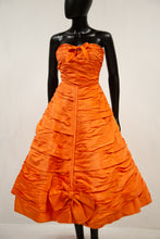 Vintage 1950s Orange Taffeta Cocktail Dress