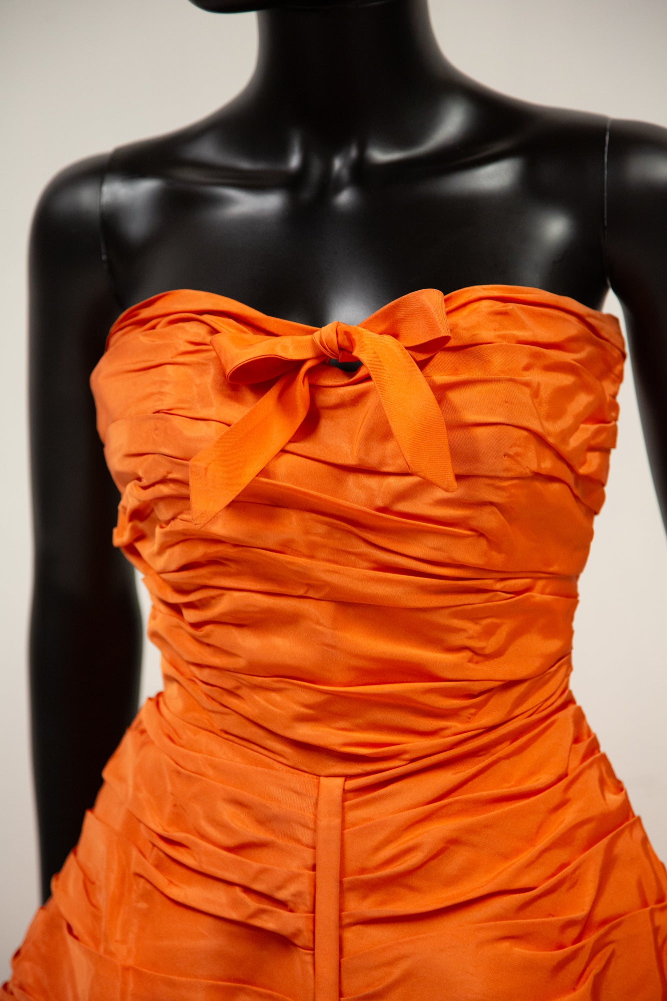 Vintage 1950s Orange Taffeta Cocktail Dress