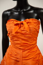 Vintage 1950s Orange Taffeta Cocktail Dress