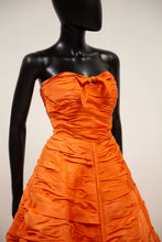 Vintage 1950s Orange Taffeta Cocktail Dress