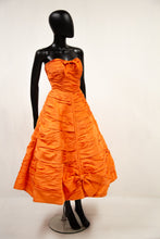 Vintage 1950s Orange Taffeta Cocktail Dress