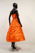 Vintage 1950s Orange Taffeta Cocktail Dress