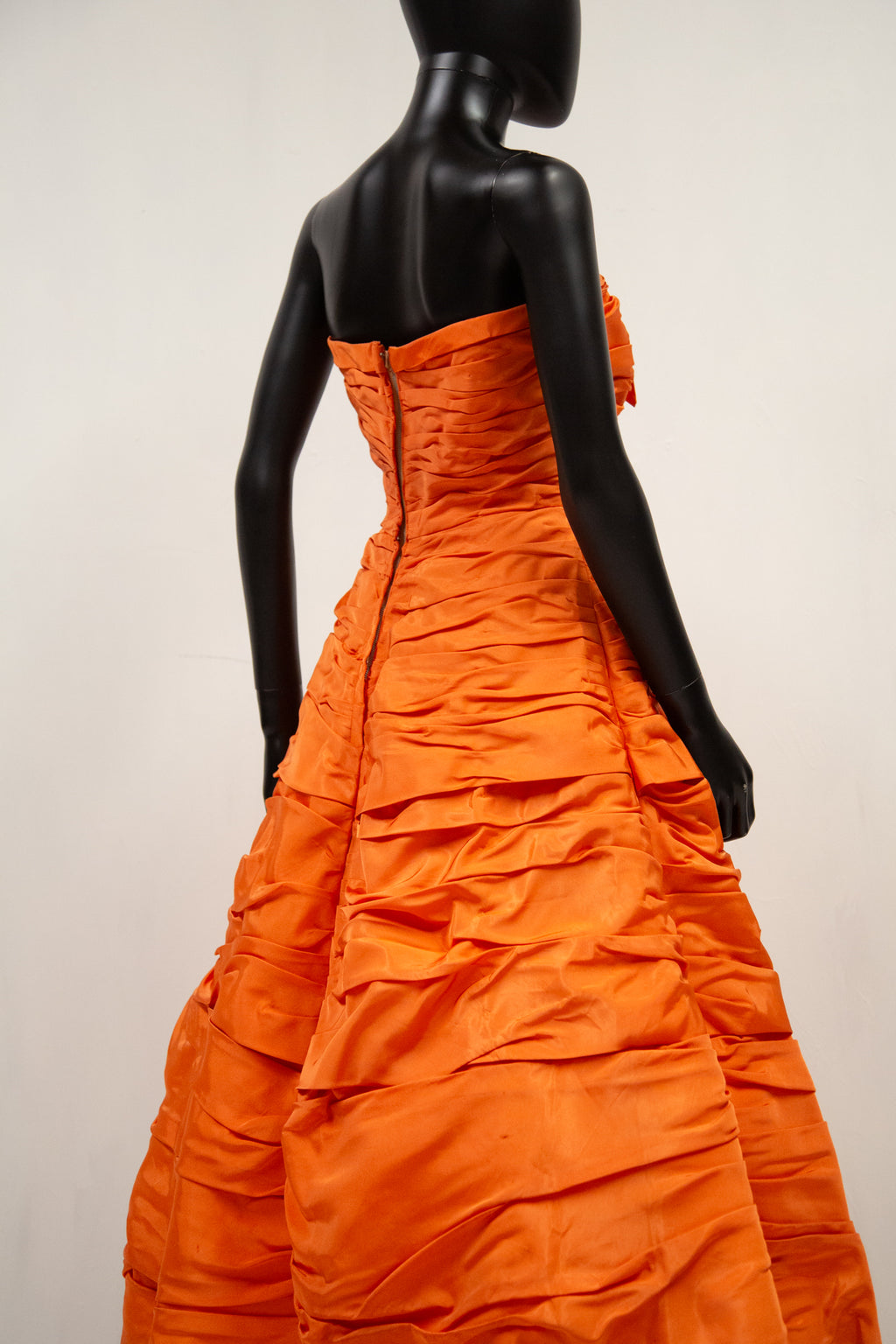Vintage 1950s Orange Taffeta Cocktail Dress