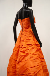 Vintage 1950s Orange Taffeta Cocktail Dress