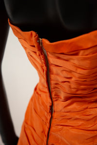 Vintage 1950s Orange Taffeta Cocktail Dress