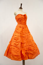 Vintage 1950s Orange Taffeta Cocktail Dress
