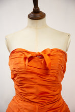 Vintage 1950s Orange Taffeta Cocktail Dress