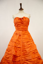Vintage 1950s Orange Taffeta Cocktail Dress