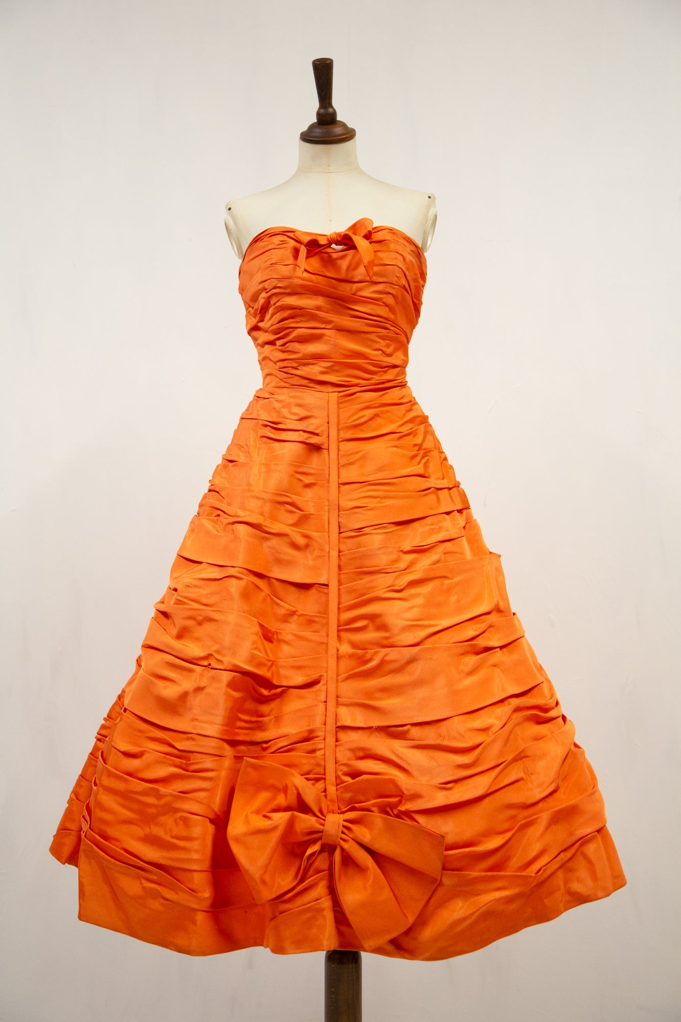 Vintage 1950s Orange Taffeta Cocktail Dress