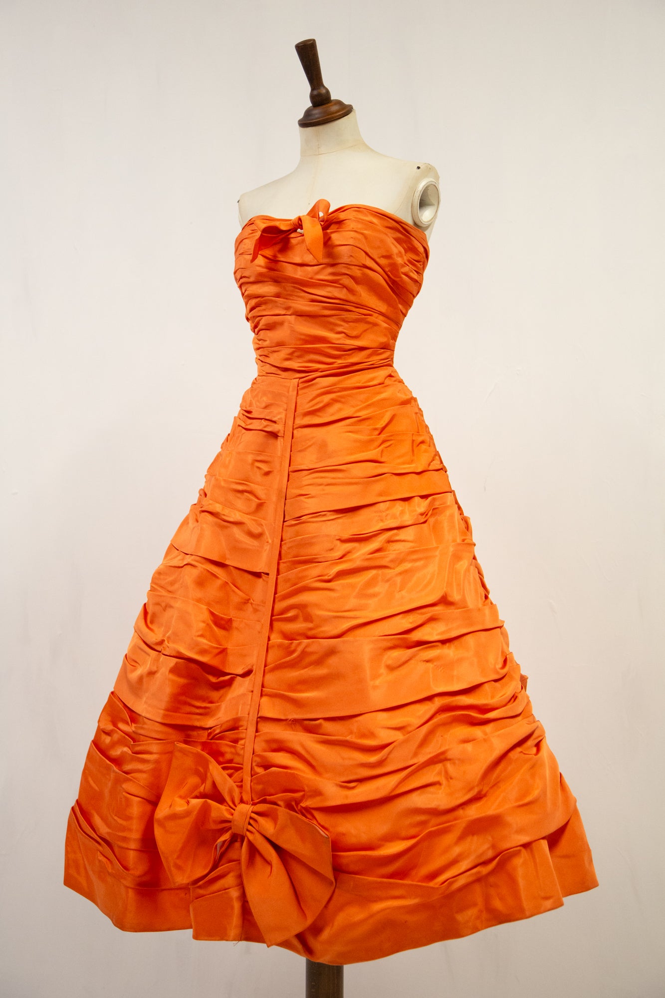 Vintage 1950s Orange Taffeta Cocktail Dress