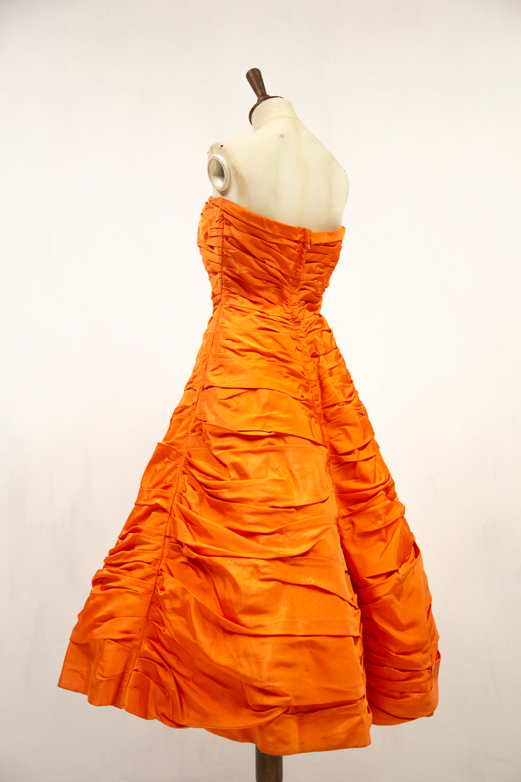 Vintage 1950s Orange Taffeta Cocktail Dress