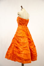Vintage 1950s Orange Taffeta Cocktail Dress