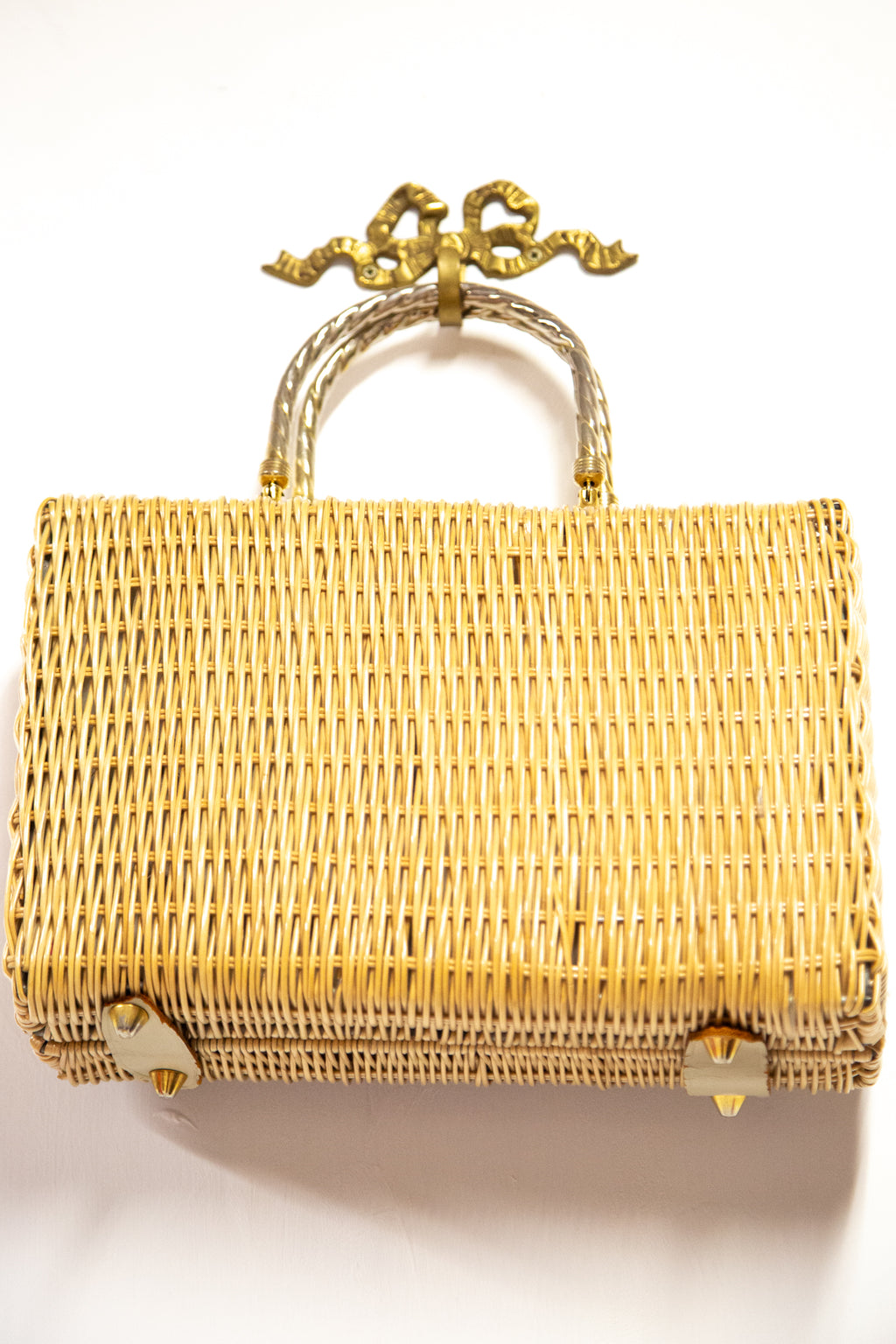 Vintage 1950s Beaded Wicker Bag