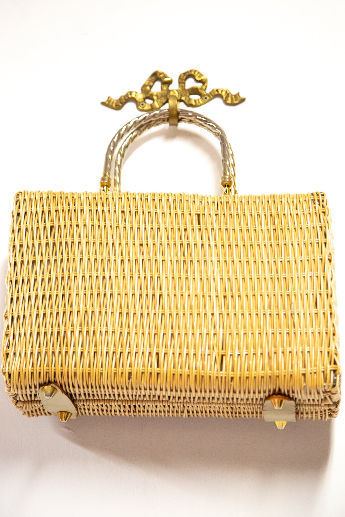 Vintage 1950s Beaded Wicker Bag