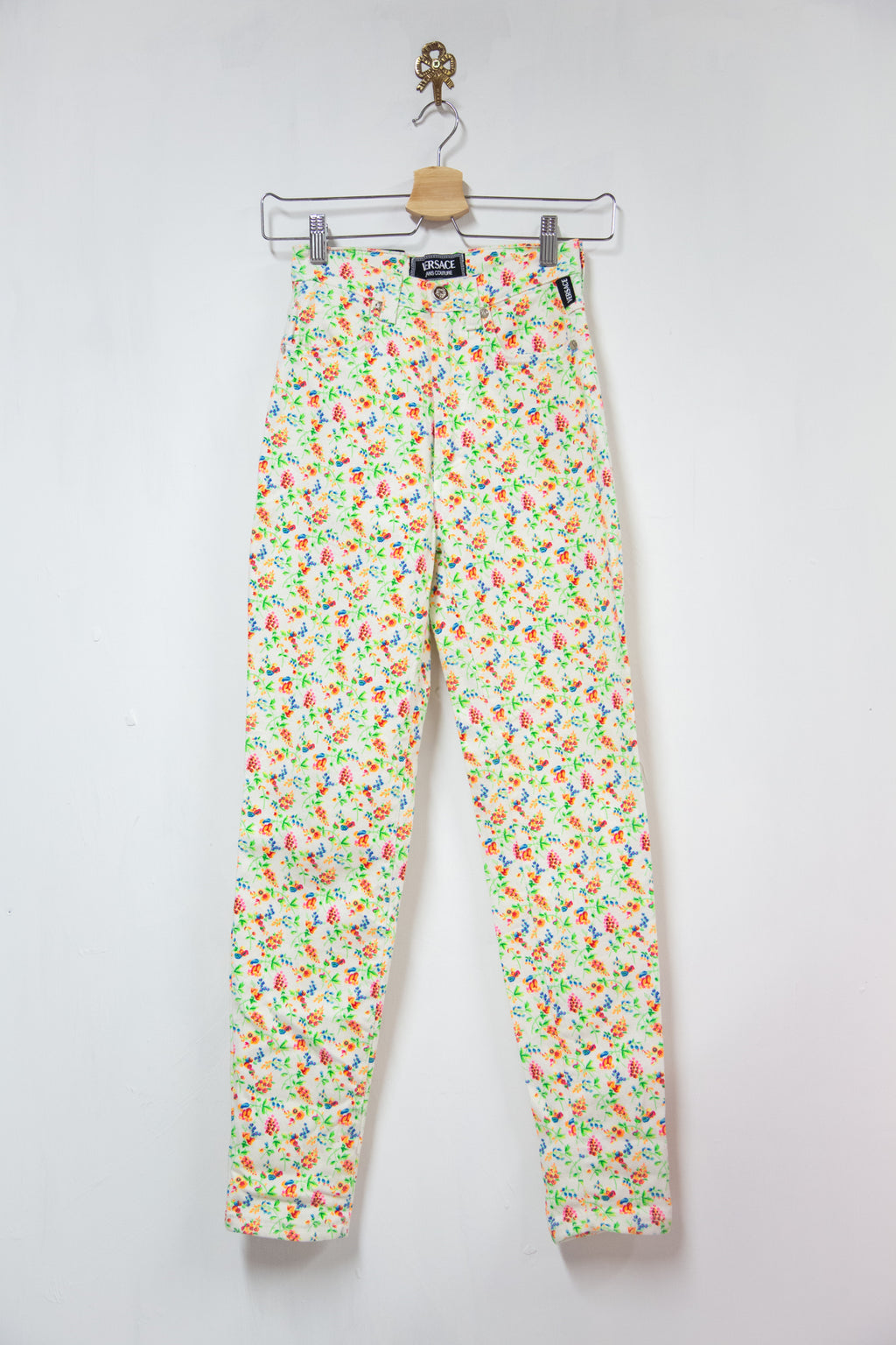 vintage versace high waist 1990s floral jeans Alexandra King 